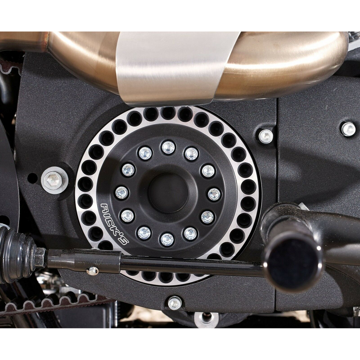 Rick's Perforated Pulley Trim Cover - Sportster 04-up