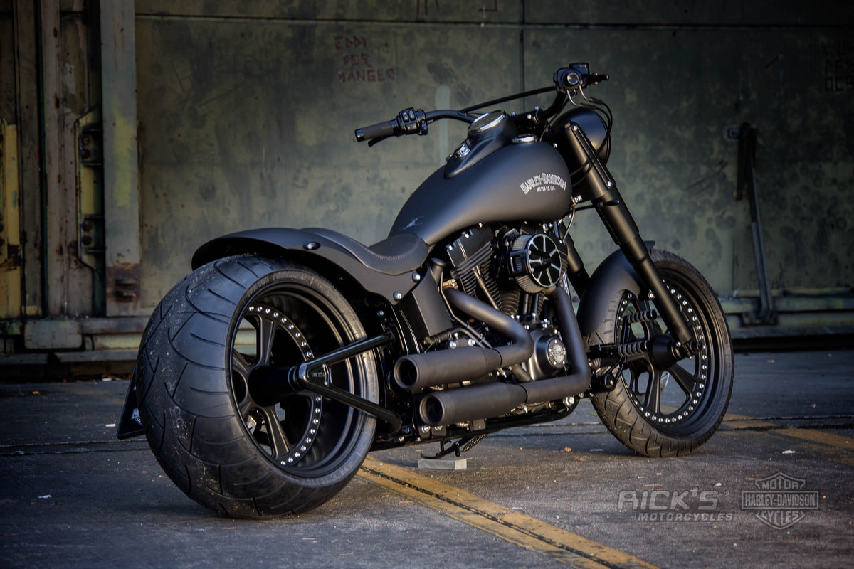 Rick's Hot Rod wheels on a custom Harley-Davidson