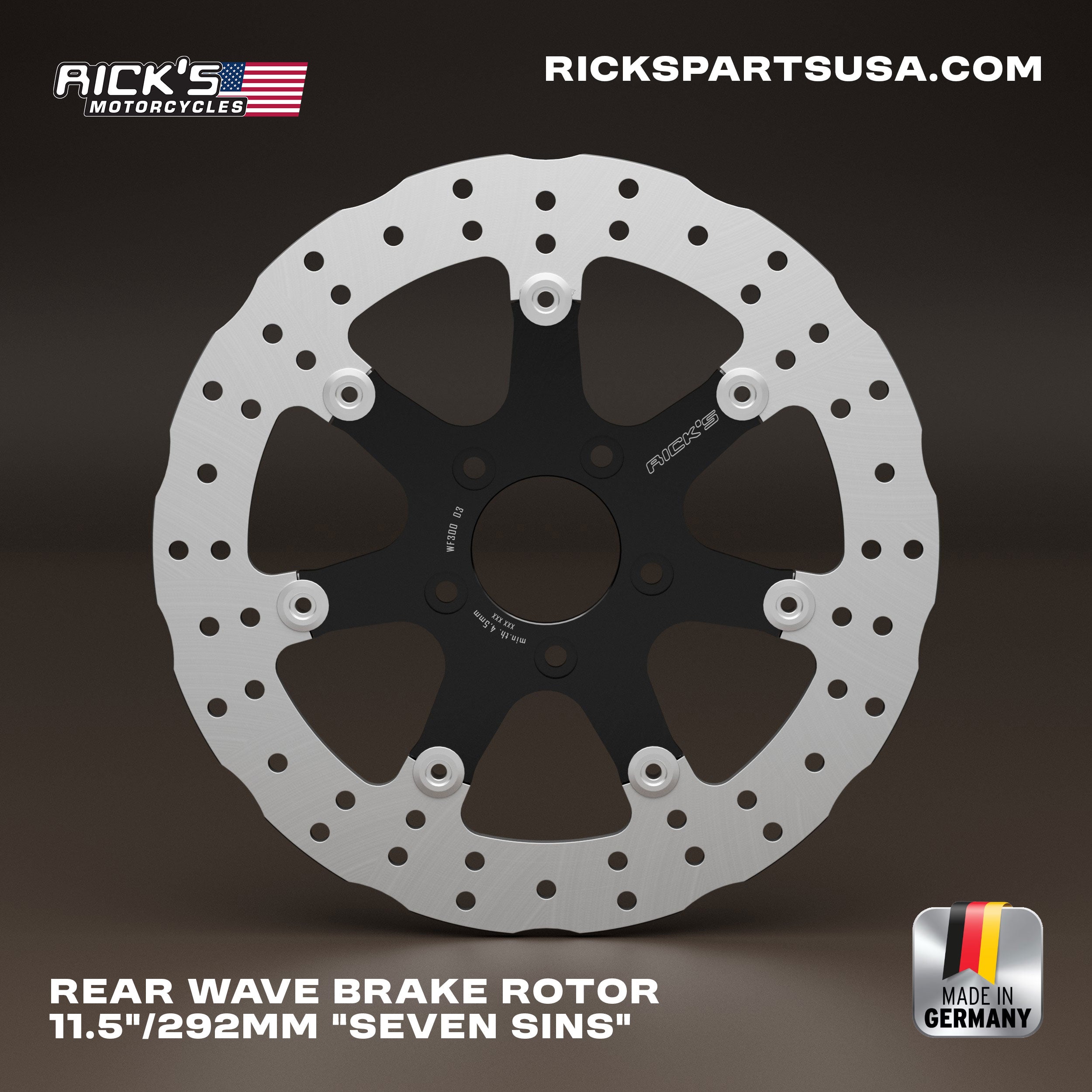 Ricks hintere 11,5"/292 mm Wave "Seven Sins" Bremsscheibe 