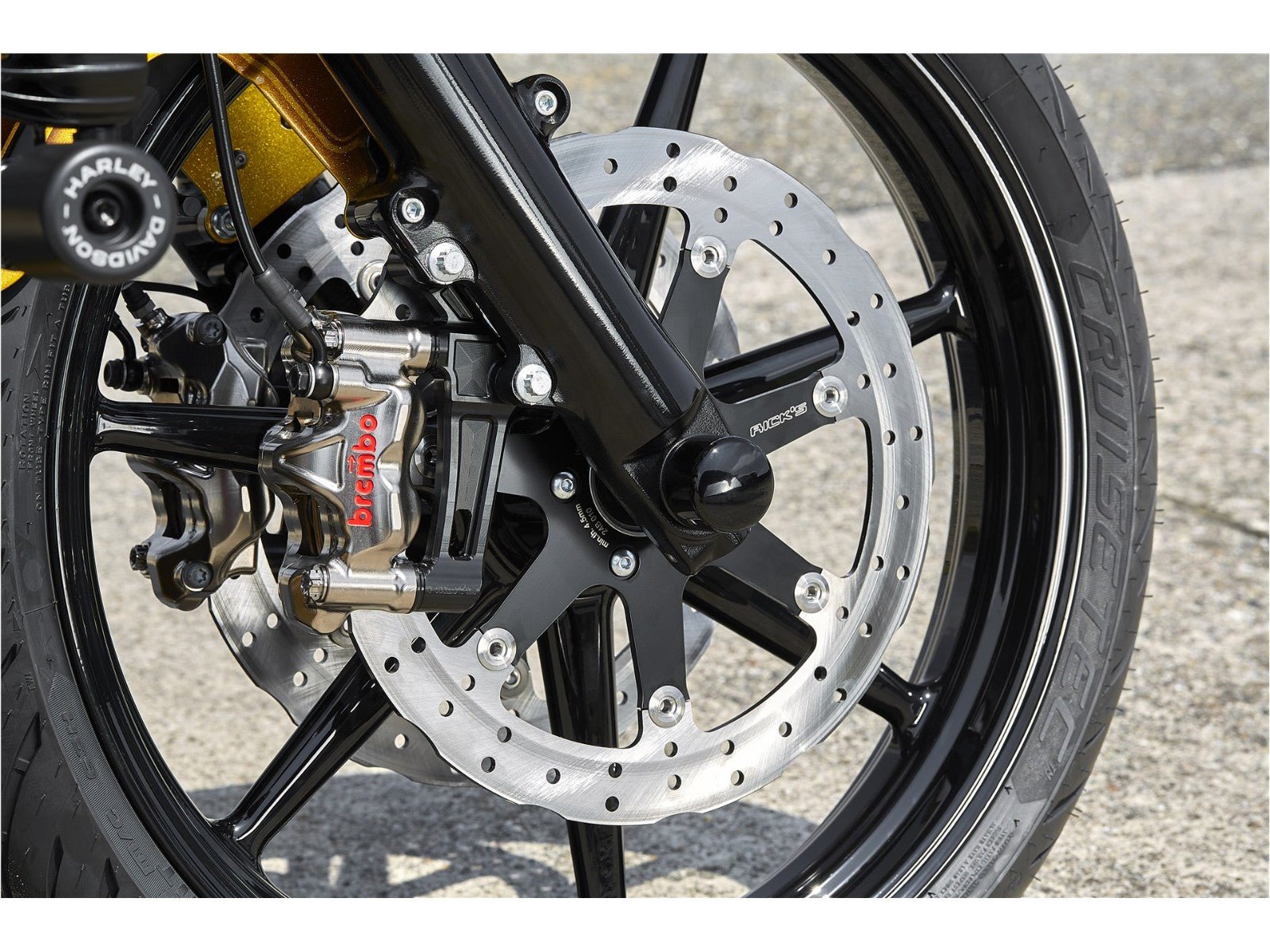 Rick's Clubstyle Front Brake Radial Caliper Adapter Left Side 300mm - 07 - up - Rick's Motorcycles USA - Custom Parts for Harley - Davidson