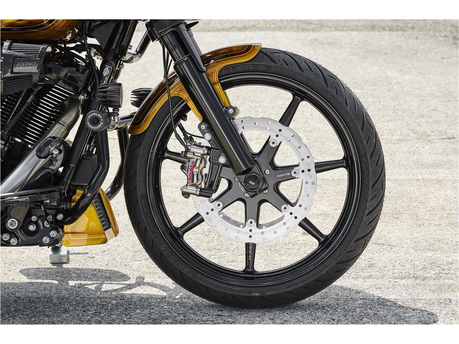 Rick's Clubstyle Front Brake Radial Caliper Adapter Left Side 300mm/292mm - 07 - up - Rick's Motorcycles USA - Custom Parts for Harley - Davidson