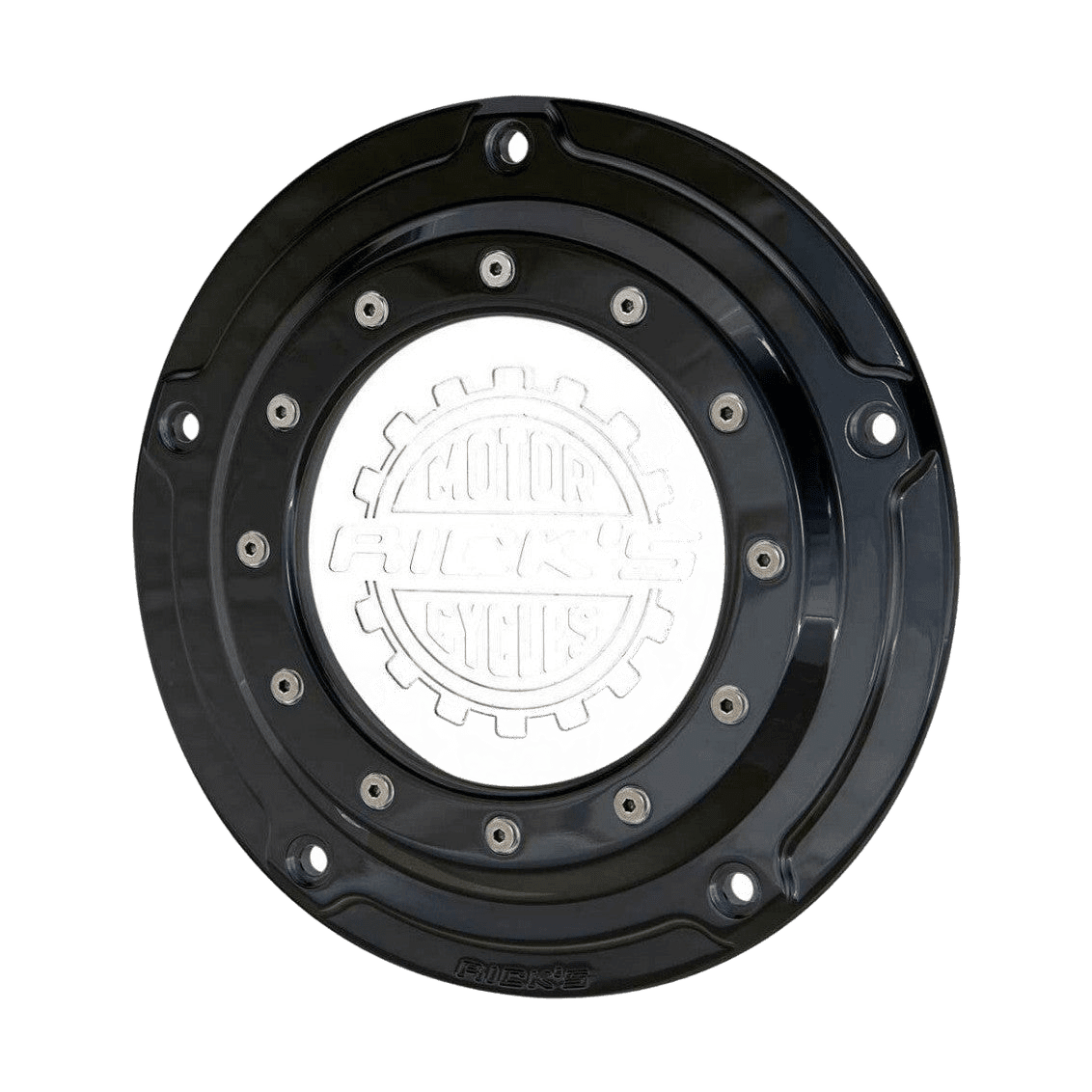 Rick's Derby Cover "Bullauge" Gloss Black With Logo - Softail 19-up