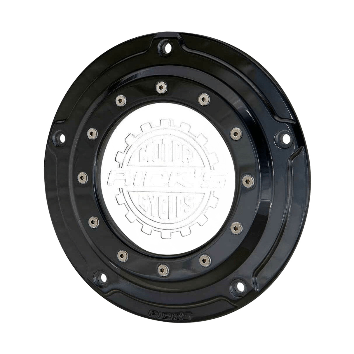 Rick's Derby Cover "Bullauge" Matte Black With Logo - Softail 19 - up - Rick's Motorcycles USA - Custom Parts for Harley - Davidson