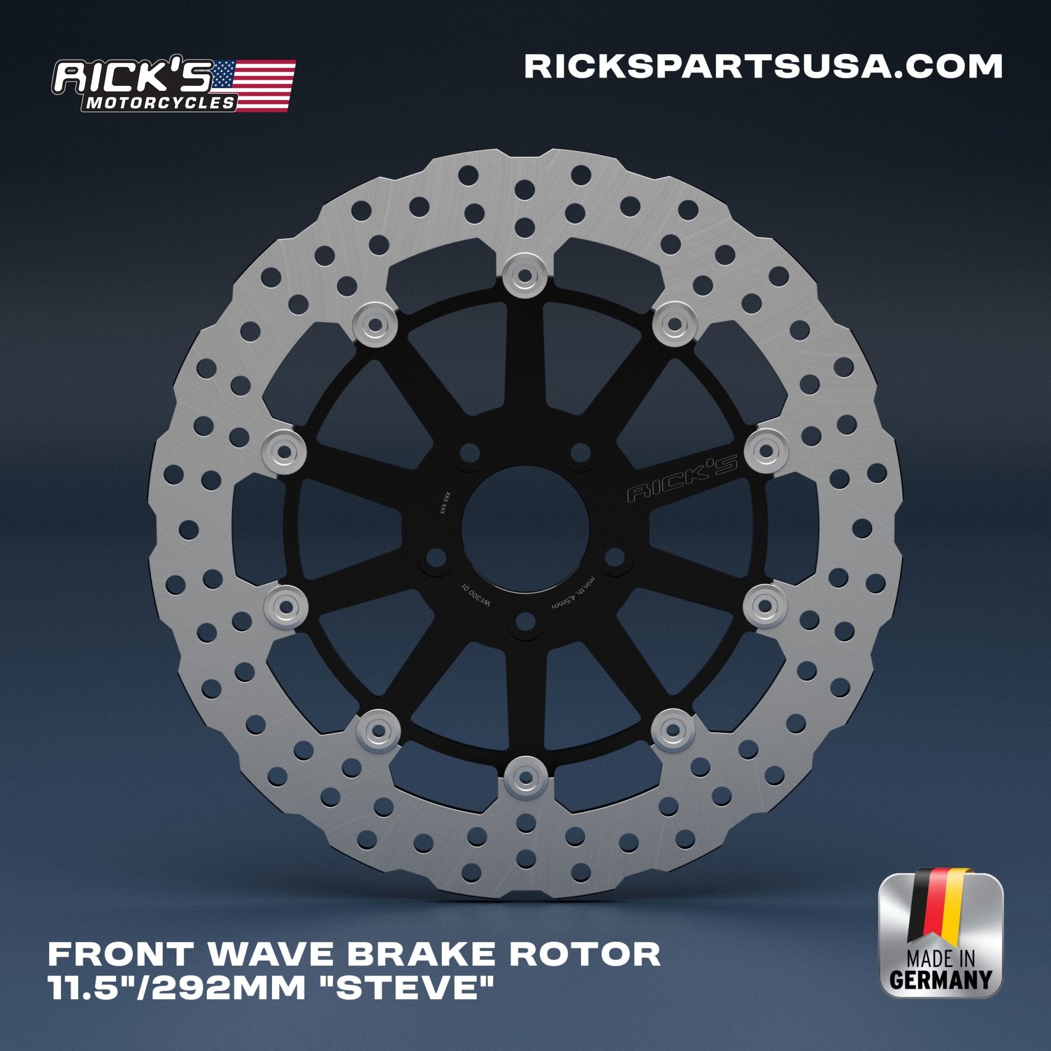 Rick's Front 11.5"/292mm Wave "Steve" Brake Rotor - Rick's Motorcycles USA - Custom Parts for Harley - Davidson