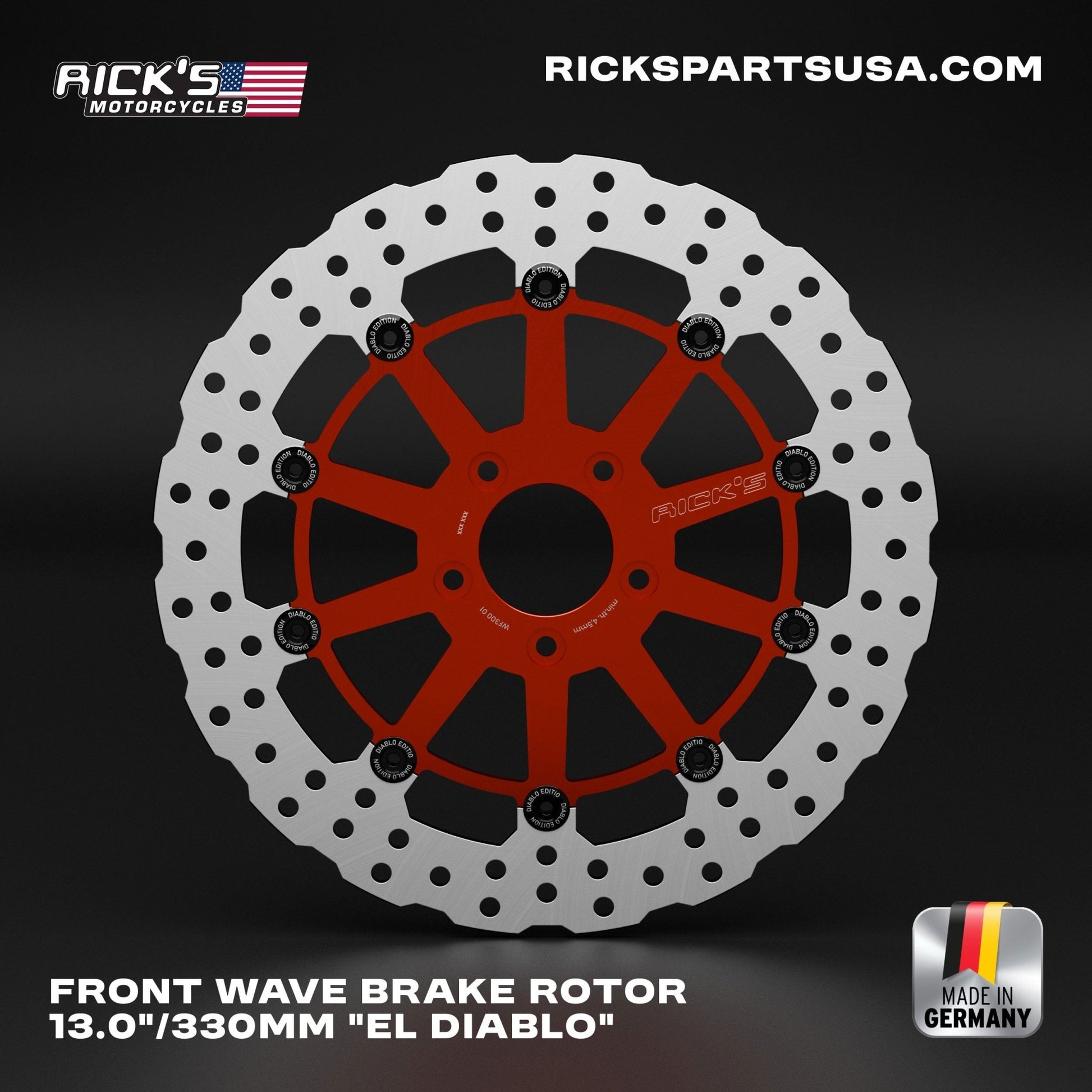 Rick's Front 13.0"/330mm Wave "El Diablo" Brake Rotor - Rick's Motorcycles USA - Custom Parts for Harley - Davidson