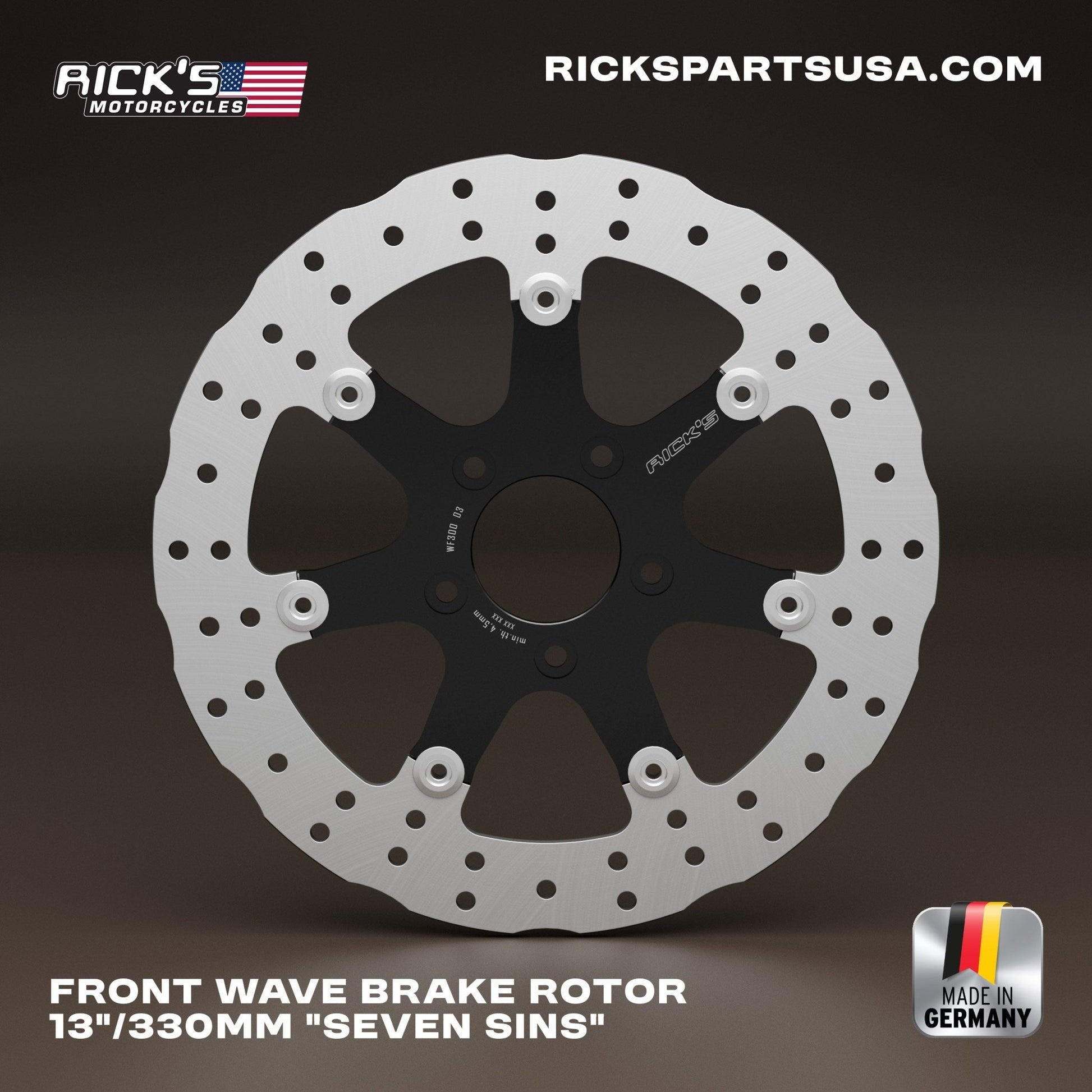 Rick's Front 13"/330mm Wave "Seven Sins" Brake Rotor - Rick's Motorcycles USA - Custom Parts for Harley - Davidson