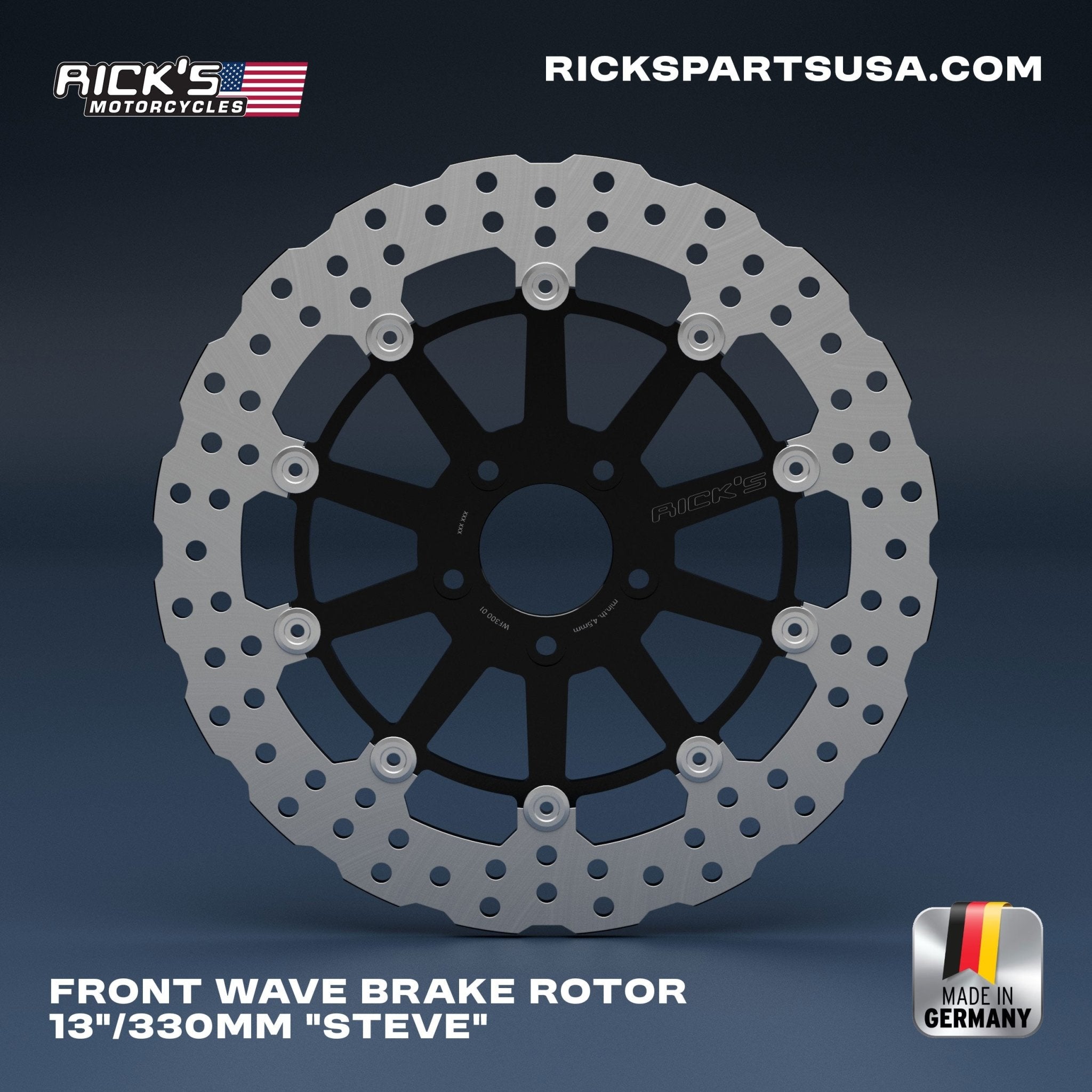 Rick's Front 13"/330mm Wave "Steve" Brake Rotor - Rick's Motorcycles USA - Custom Parts for Harley - Davidson