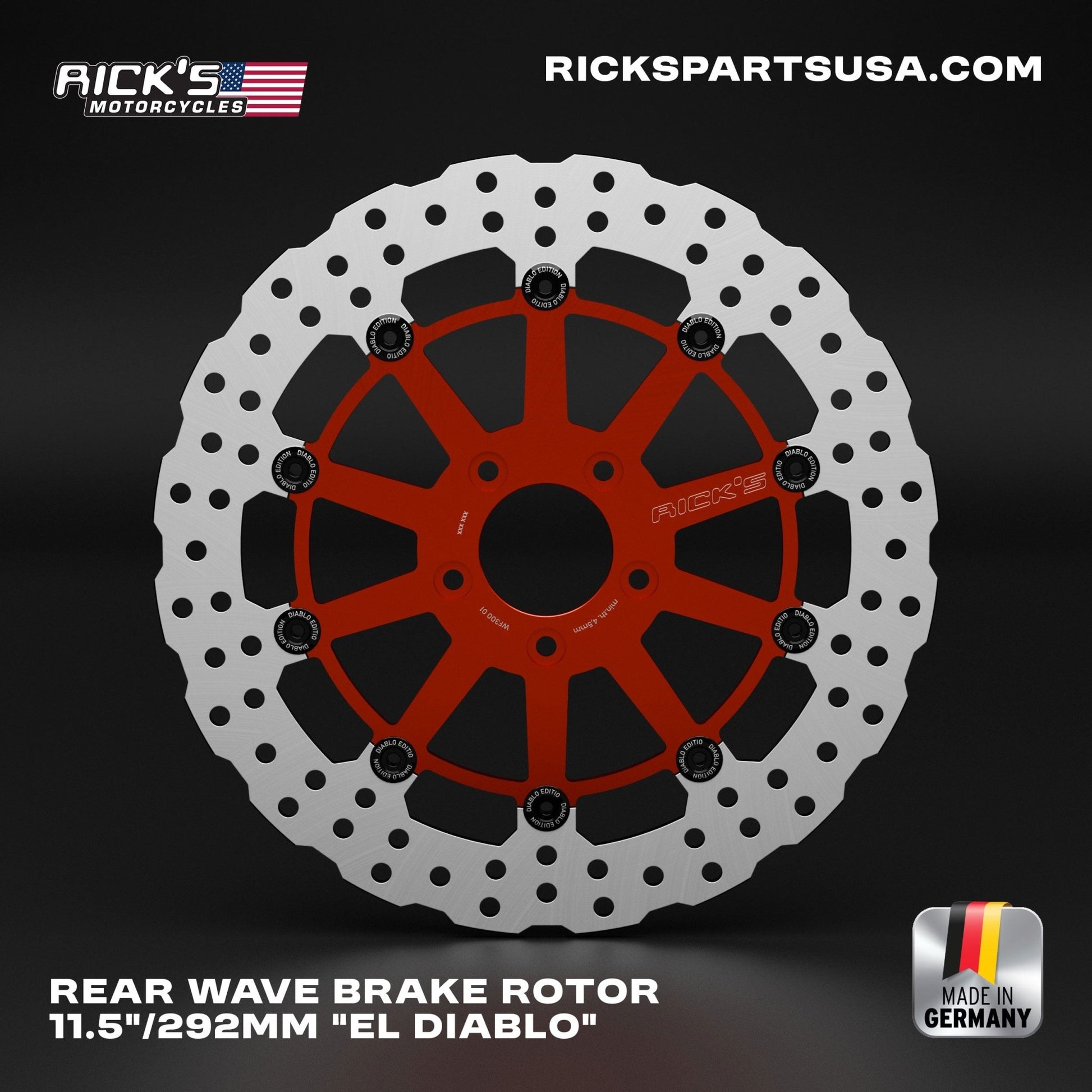 Rick's Rear 11.5"/292mm Wave "El Diablo" Brake Rotor - Rick's Motorcycles USA - Custom Parts for Harley - Davidson