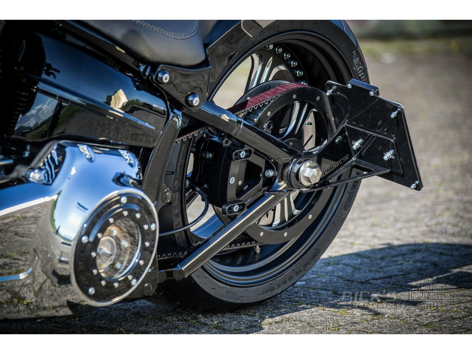 Rick's Side License Plate Bracket / Black Matte - Breakout 13 - 17 - Rick's Motorcycles USA - Custom Parts for Harley - Davidson