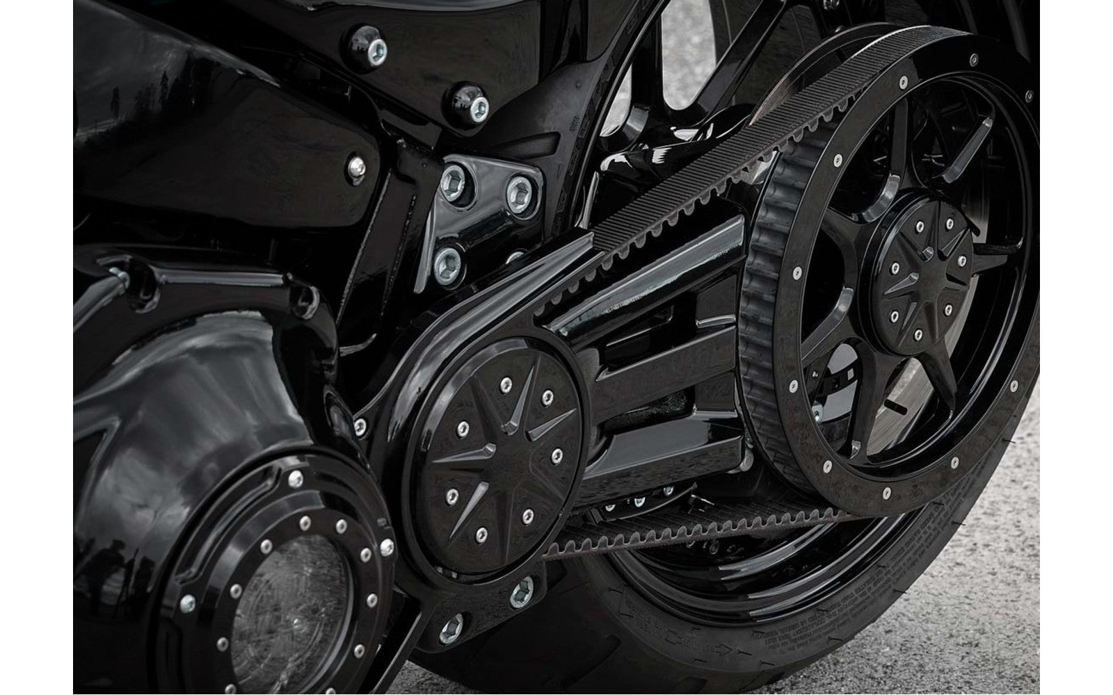 Rick's Single-Sided Swingarm Belt Guard - Softail 18-up
