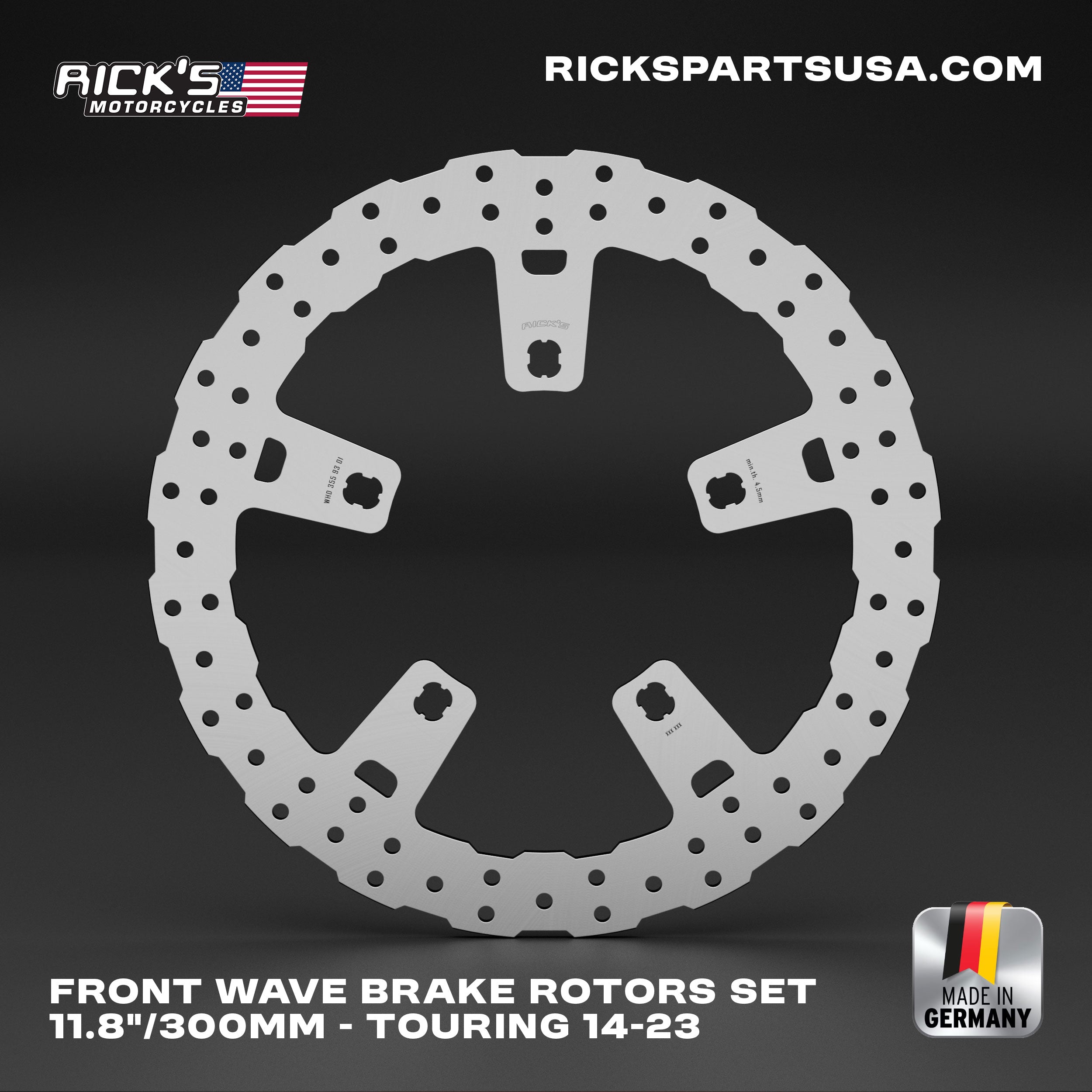Rick's Front 11.8"/300mm Wave Bremsscheibe - Touring 14-23 